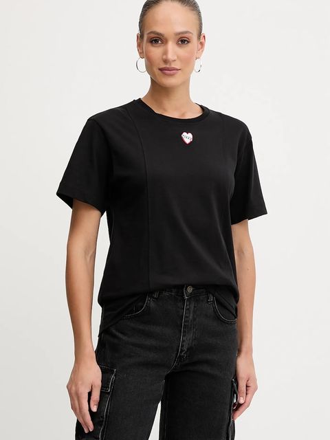Pinko t-shirt bawełniany damski kolor czarny 105665 A2IB - zdjęcie produktu nr 1