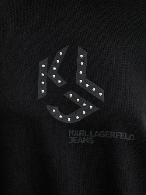 Karl Lagerfeld Jeans bluza bawełniana damska kolor czarny z kapturem z nadrukiem A4W20004