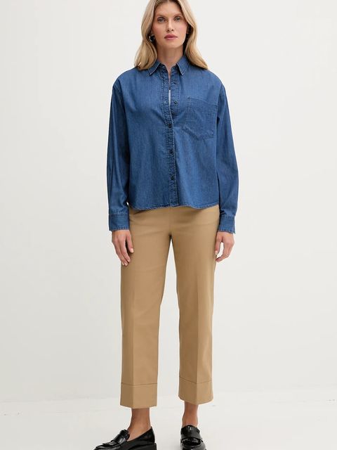 United Colors of Benetton koszula jeansowa damska kolor niebieski regular z kołnierzykiem klasycznym 5DHJDQ0CJ - zdjęcie produktu nr 2