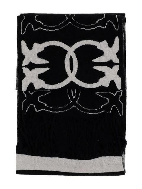 PINKO Love Birds fringed scarf - Black - zdjęcie produktu nr 2