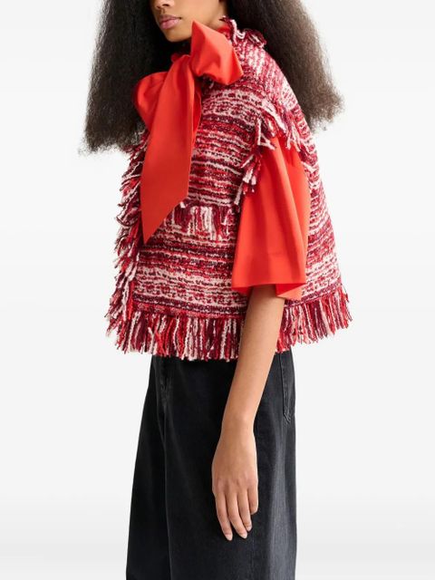 Essentiel Antwerp fringed wool-blend bouclé jacket - Red