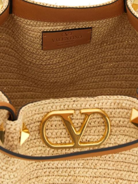 Valentino Garavani VLogo Signature stud-embellished tote bag - Neutrals