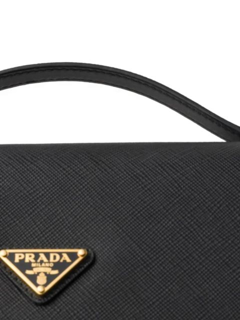 Prada Saffiano-leather wallet with shoulder strap - Black