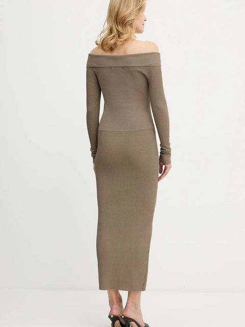 Armani Exchange sukienka kolor zielony midi dopasowana XW001313 AF10352