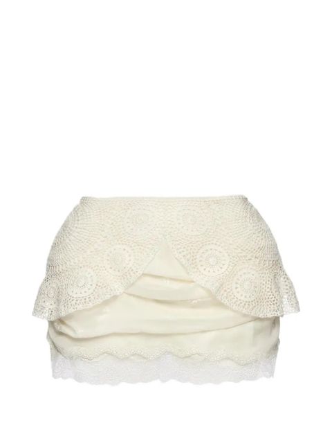 Magda Butrym crochet lace-trim mini skirt - White - zdjęcie produktu nr 1