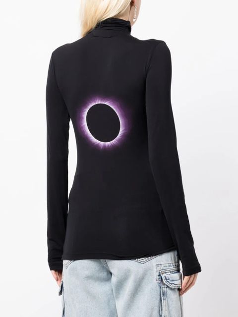 Off-White logo-print roll-neck top - Black