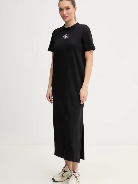 Calvin Klein Jeans sukienka kolor czarny maxi prosta J20J225543
