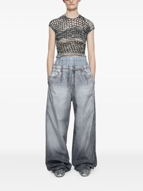 Acne Studios crochet-knit cropped T-shirt - Grey - zdjęcie produktu nr 2
