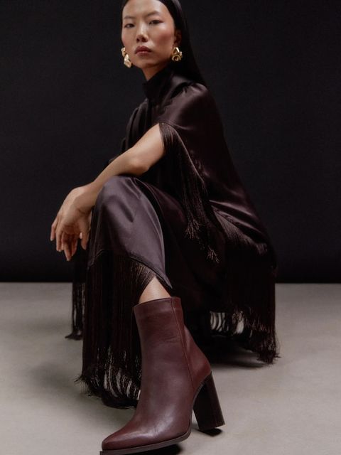 Answear.LAB botki skórzane kolor brązowy na słupku - zdjęcie produktu nr 1