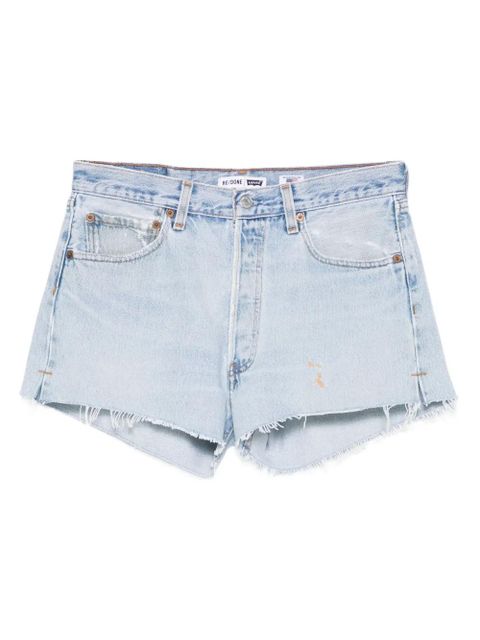 RE/DONE frayed-edges denim shorts - Blue - zdjęcie produktu nr 1