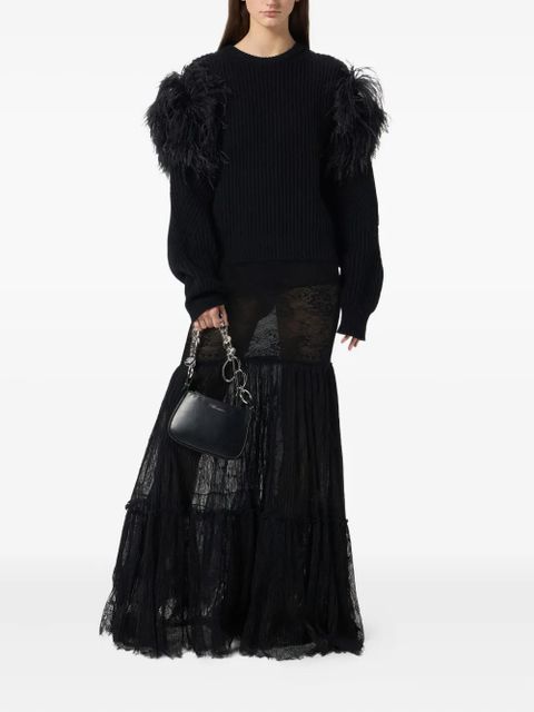 Blumarine feather-embellished knitted sweater - Black - zdjęcie produktu nr 2