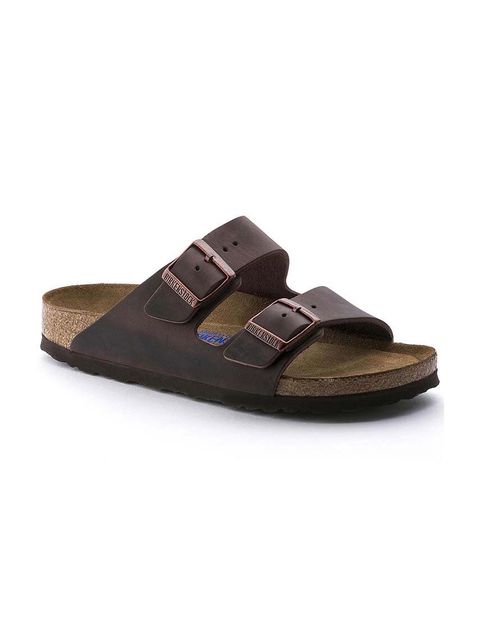 Birkenstock klapki skórzane Arizona damskie kolor brązowy 452763
