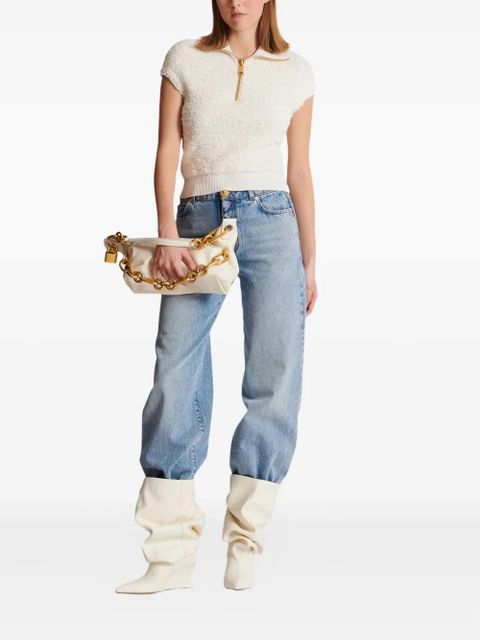 Balmain zip-neck short-sleeve top - White - zdjęcie produktu nr 2