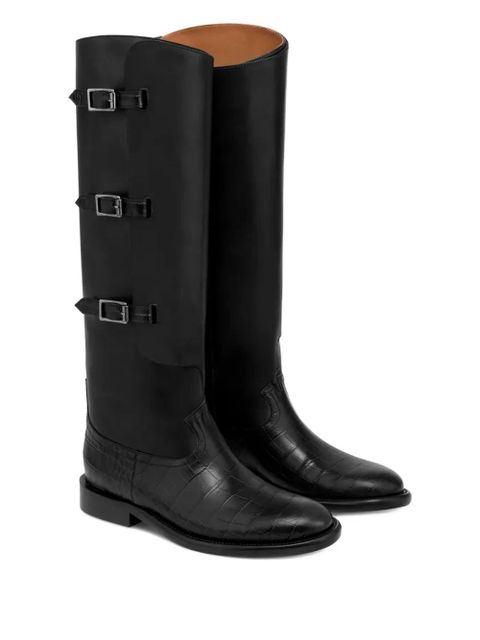 Paris Texas 20mm Montana Buckle crocodile-embossed boots - Black
