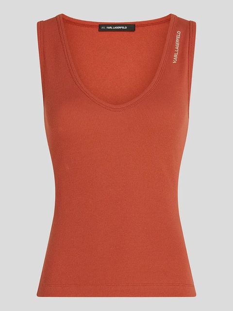 Karl Lagerfeld top bawełniany kolor pomarańczowy A3W17005