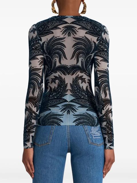 ETRO flocked tulle top - Black - zdjęcie produktu nr 2