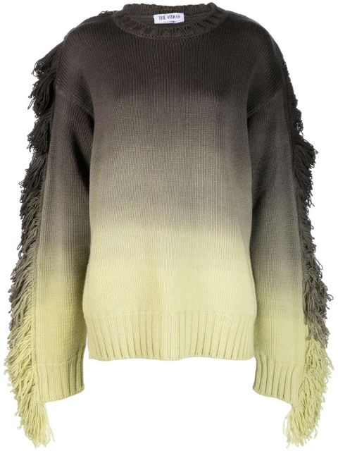 The Attico Rundie fringe-trimmed ombré sweater - Grey - zdjęcie produktu nr 1