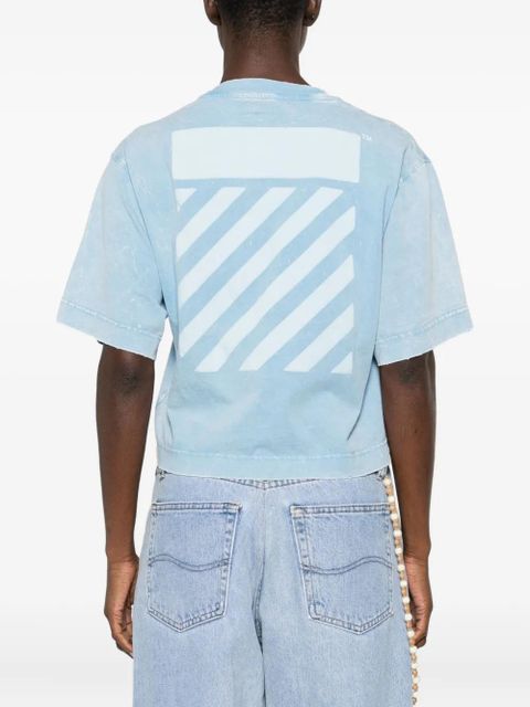 Off-White logo-print cropped T-shirt - Blue