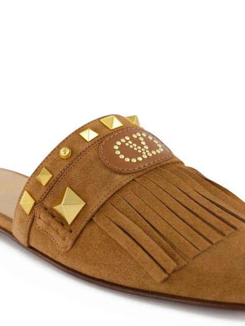 Valentino Garavani Plaster Caster fringed slide mules - Brown