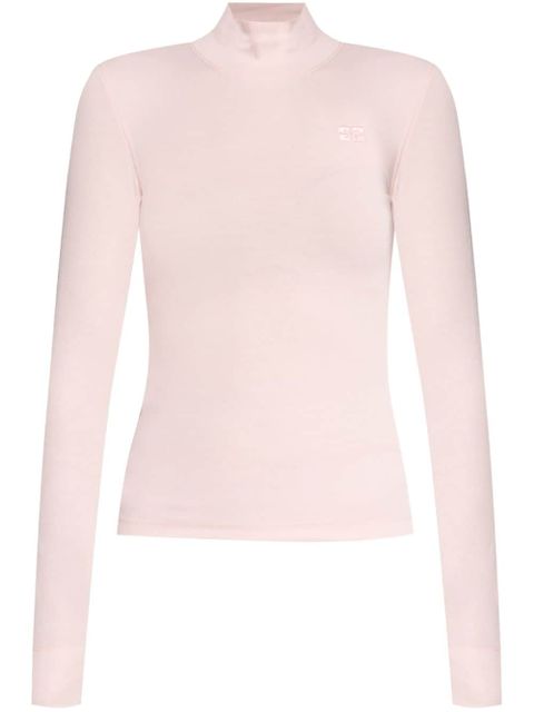 GANNI embroidered-logo long-sleeved T-shirt - Pink