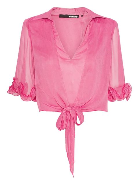 ROTATE BIRGER CHRISTENSEN ruffled cropped blouse - Pink - zdjęcie produktu nr 1