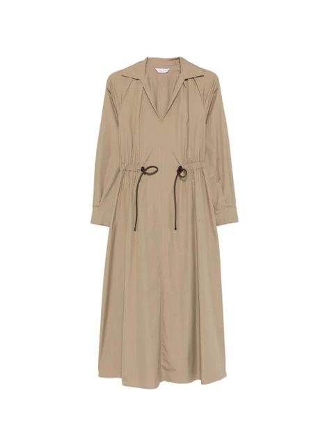 Max Mara Pedaggi drawstring V-neck midi dress - Neutrals - zdjęcie produktu nr 1