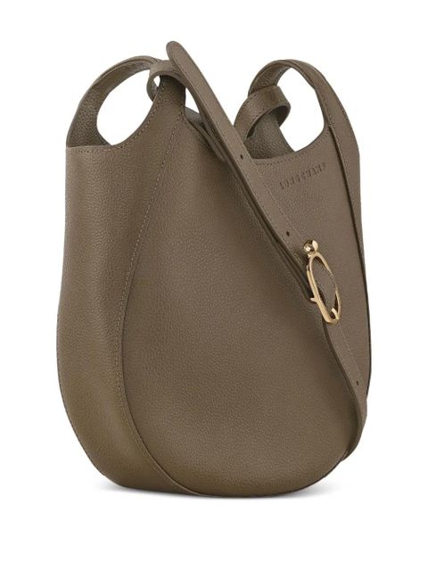 Longchamp small Le Foulonné grained leather cross body bag - Green