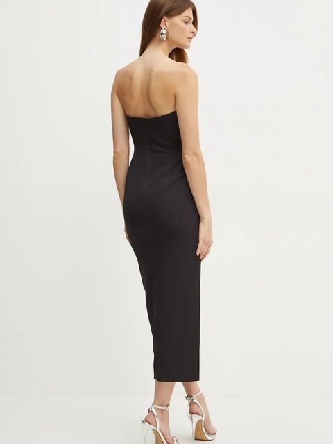 Bardot sukienka ELENI kolor czarny midi dopasowana 57941DB