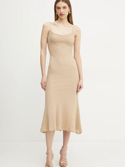 Bardot sukienka kolor beżowy midi dopasowana 57998DB7 - zdjęcie produktu nr 1