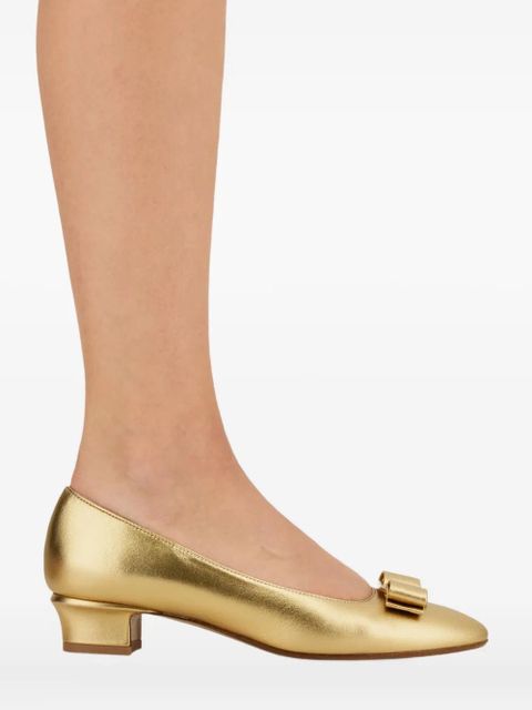 Ferragamo 30mm Vara bow-detail pumps - Gold
