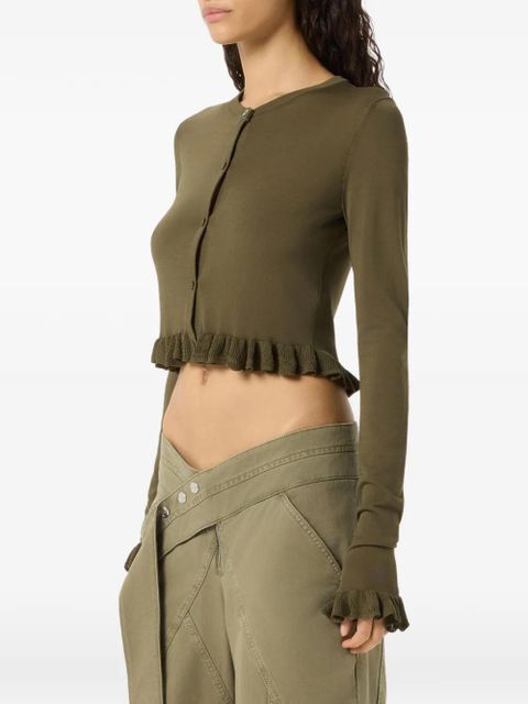 Blumarine ruffled-sleeve cardigan - Green