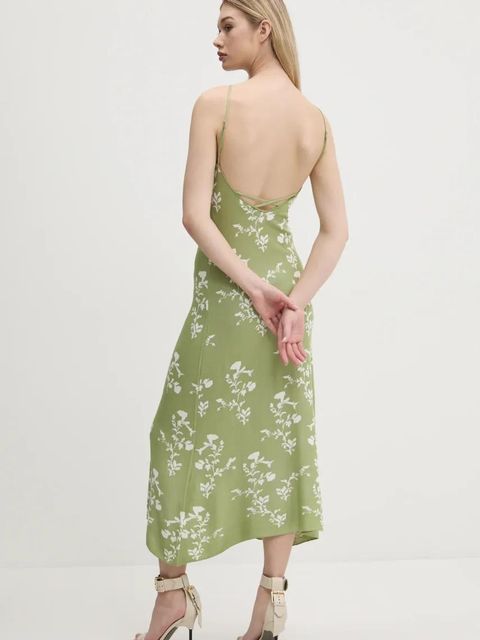 Desigual sukienka i sweter DANA kolor zielony maxi rozkloszowana 25SWVK59