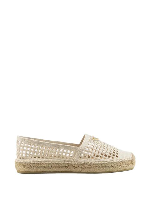 Prada crochet-knit logo-plaque espadrilles - Neutrals - zdjęcie produktu nr 1