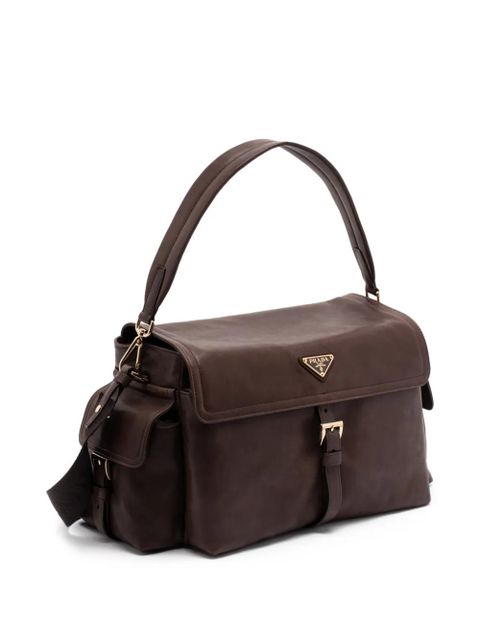 Prada large Explore leather shoulder bag - Brown