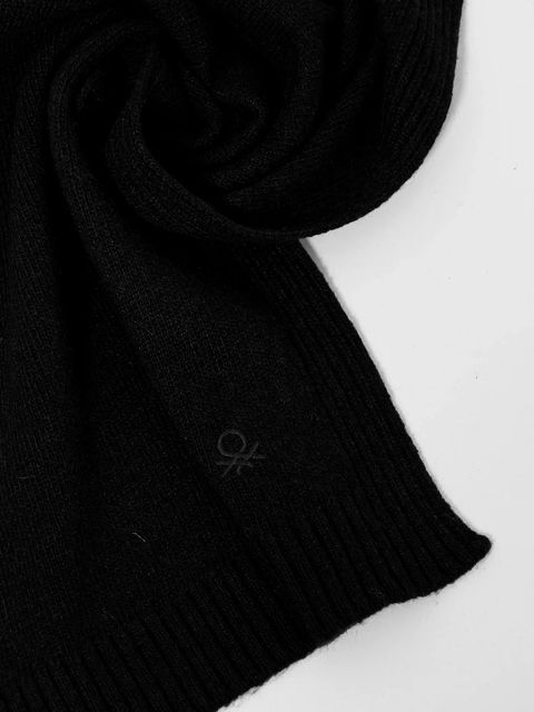 United Colors of Benetton szalik z dodatkiem wełny damski kolor czarny gładki 122HDU01O - zdjęcie produktu nr 2
