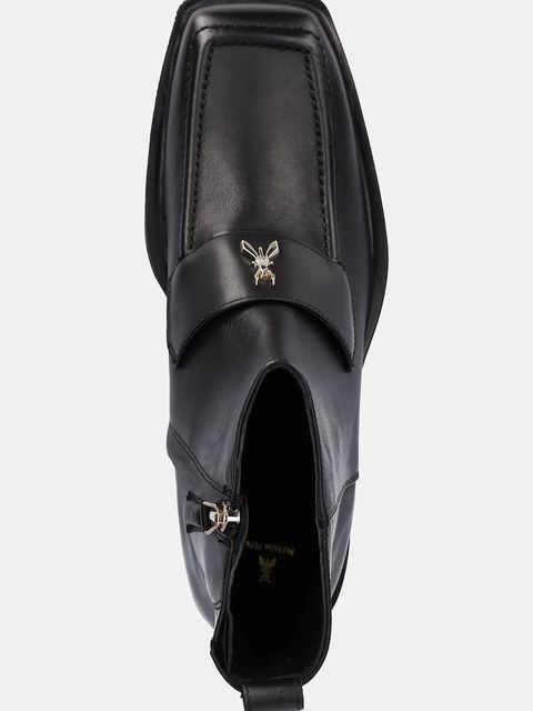 Patrizia Pepe botki skórzane kolor czarny na płaskim obcasie 2Y0034 L048 K103