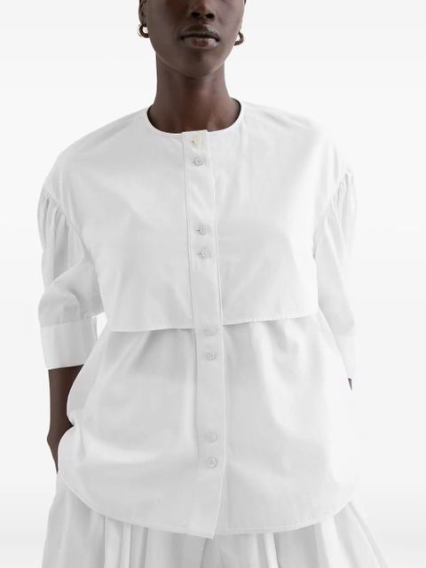 Jil Sander gathered short-sleeves poplin shirt - White