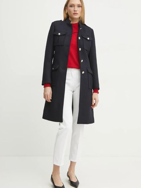 Morgan płaszcz z domieszką wełny GDILA damski kolor granatowy przejściowy GDILA