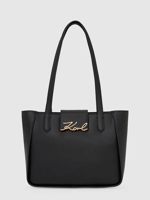 Karl Lagerfeld torebka skórzana K/SIGNATURE kolor czarny A4W30066 - zdjęcie produktu nr 1
