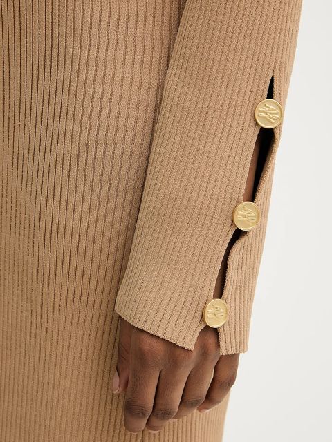 Karl Lagerfeld sukienka kolor beżowy midi dopasowana A3W13038