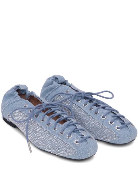 GANNI denim lace-up ballet flats - Blue - zdjęcie produktu nr 1