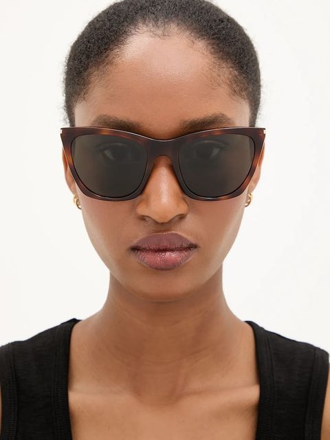 Saint Laurent okulary przeciwsłoneczne KATE THIN damskie kolor brązowy SL 214