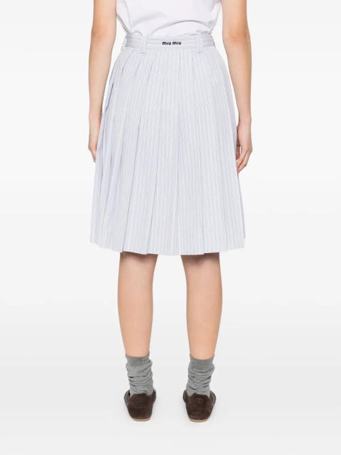 Miu Miu pleated striped midi skirt - Grey