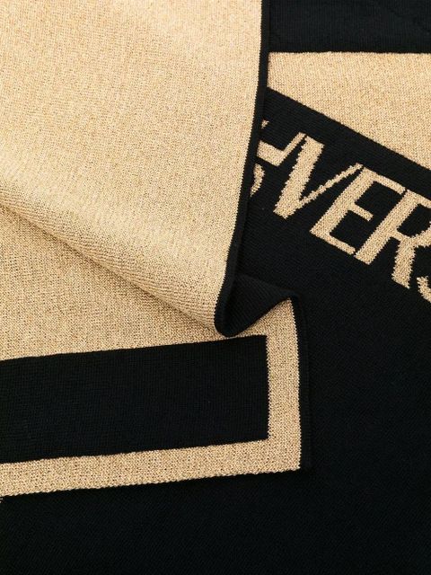 Versace two-tone intarsia-knit scarf - Black