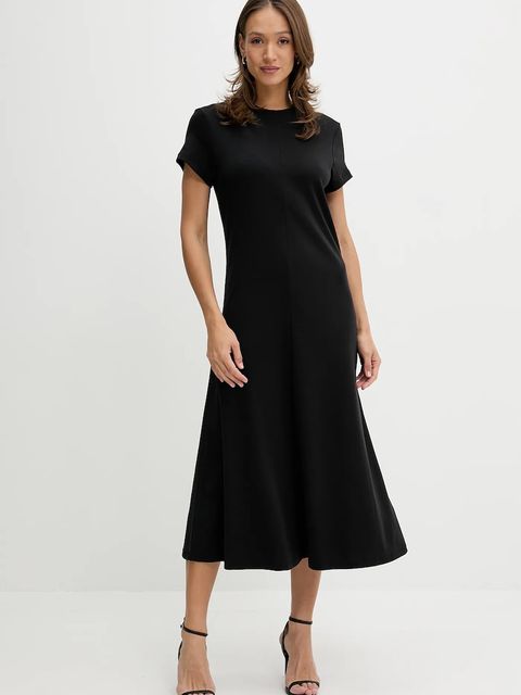 Tommy Hilfiger sukienka bawełniana kolor czarny maxi rozkloszowana WW0WW46710 - zdjęcie produktu nr 1