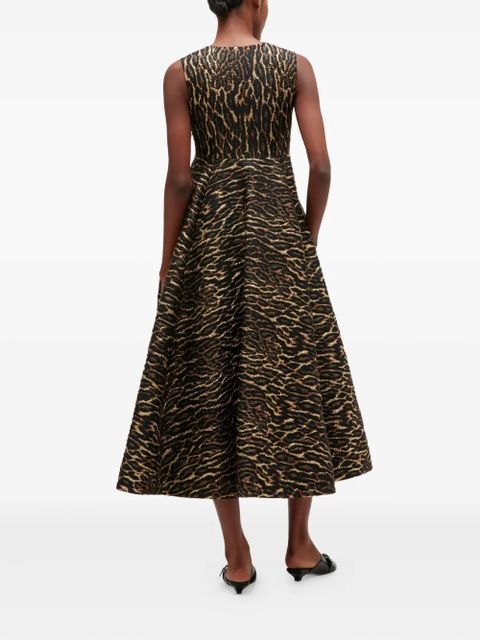 GANNI V-neck animal-print midi dress - Black