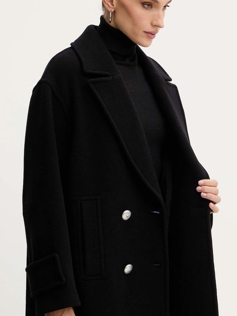 Pinko płaszcz z dodatkiem wełny kolor czarny 105770 A2SM