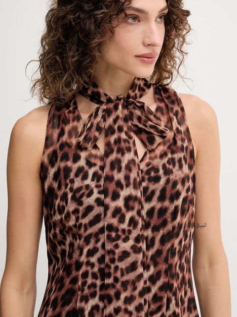 Dkny sukienka kolor brązowy mini rozkloszowana DD5G2M24