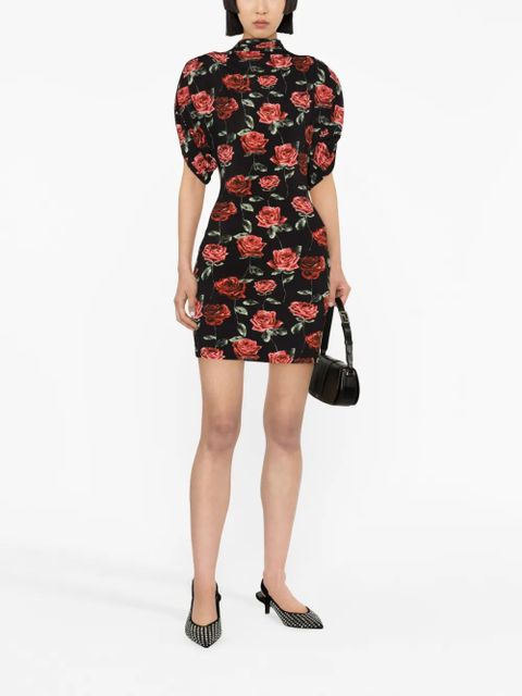 Magda Butrym floral-print mock-neck minidress - Black - zdjęcie produktu nr 2