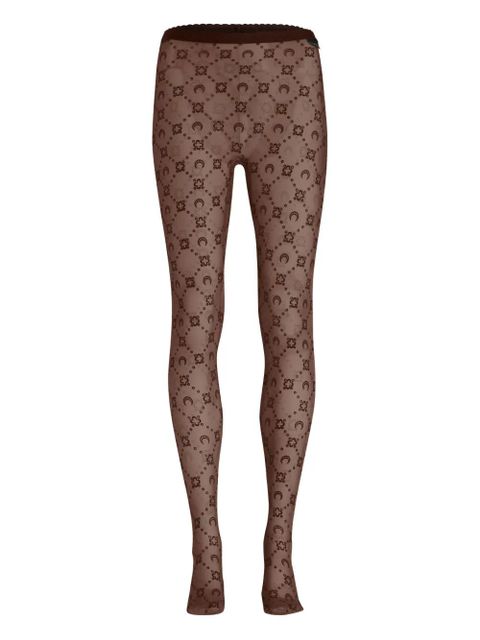 Marine Serre moon-floral flocked mesh tights - Brown - zdjęcie produktu nr 1